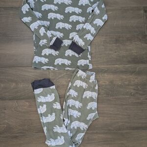 Hatley Polar Bear Print Kids Pajama Set with Navy Cuffs